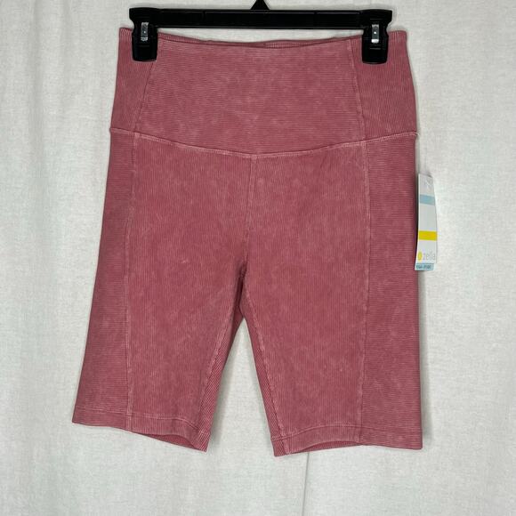 Zella NEW Pink Snow Wash Ribbed Bike Shorts‎ Medium - Picture 3 of 10